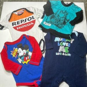 3M baby boy lot Circo, Romy&Aksel, repsol,Disney onsies and tshirt x4